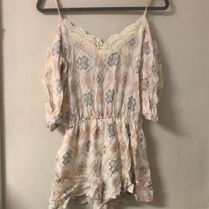 Floral Lace Trim Romper